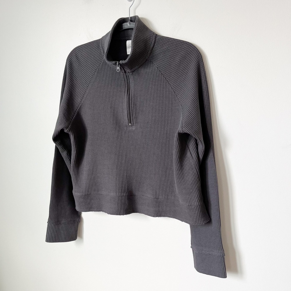 Z by Zella Reset 1/2 Zip Waffle Knit‎ Pullover Womens Medium Gray - Picture 4 of 10